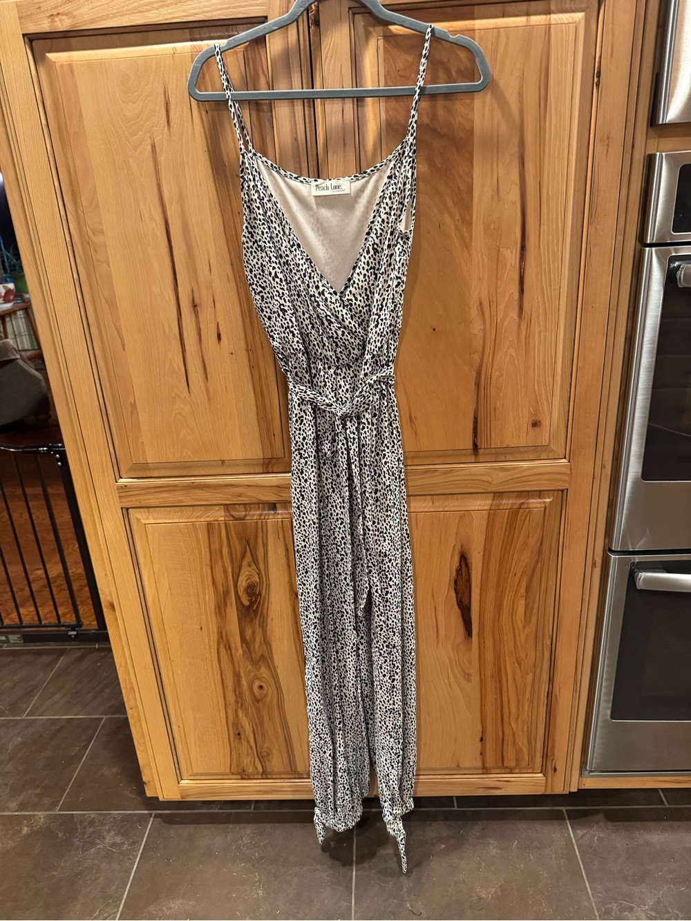 Peach Love California Black & Cream Printed Jumpsuit
